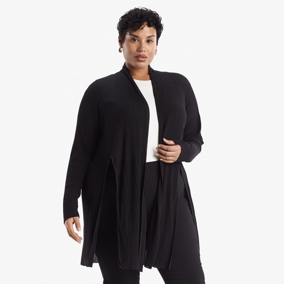 MM Lafleur Long line kimono Black ballet Cardigan xl old money quiet luxury - Picture 1 of 12